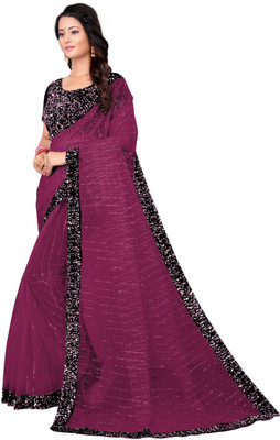 JP STORESS Embroidered Bollywood Net Saree(Maroon)
