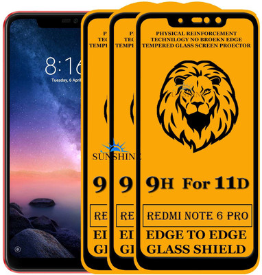 SUNSHINE Edge To Edge Tempered Glass for Mi Redmi Note 6 Pro(Pack of 3)