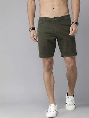 Roadster Solid Men Dark Green Regular Shorts
