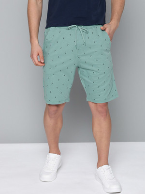 Mast & Harbour Printed Men Green Regular Shorts