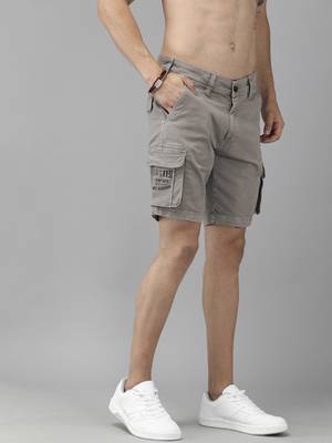 Roadster Solid Men Grey Cargo Shorts