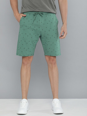 Mast & Harbour Printed Men Green Regular Shorts