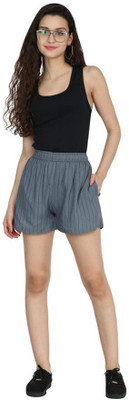 Amanzo Striped Women Grey Regular Shorts