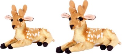 Kraftix Combo Of Two Deer Stuffed Plush Soft Toy Doll Teddy Bear Animal For Girls Boys Kids Baby Car Birthday Home Decoration Cute Lovely Premium Quality KSTDEER32DEER40  - 32.01 cm(Multicolor)