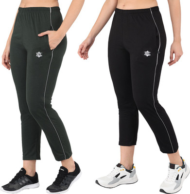 eCools Solid Women Green, Black Track Pants