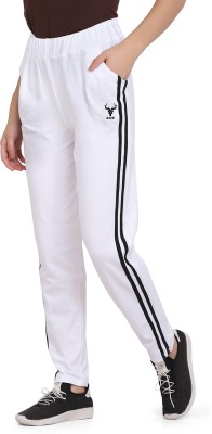 zazbi Striped Women White Track Pants