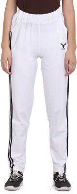 Clothmaster Striped Women White Track Pants