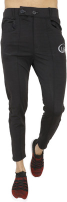 RKM STORE Solid Men Black Track Pants