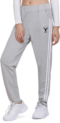 zazbi Striped Women Grey Track Pants