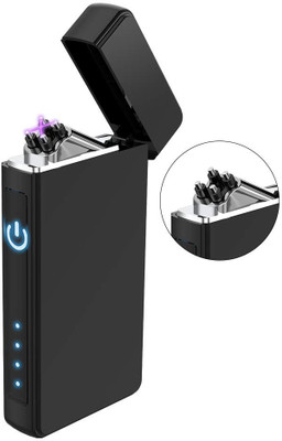 play run New Double Plasma Arc Windproof Electronic USB Recharge Cigarette Smoking Electric Lighter Gift Dual Lighter_001 Cigarette Lighter(Black)