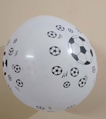 HARDATAR Printed HD Toy Balloon Pack of 50 Football Printed 12 inches Size Balloon(White, Pack of 50)