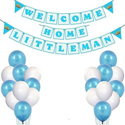 ZYOZI Baby Boy Welcome Home Decoration Kit Banner with Balloons for Baby Shower / Welcome Party / Birthday Party Supplies(PACK OF 26)(Set of 26)