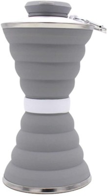 KolorFish Folding Water Bottle Telescopic Collapsible Outdoor Travel Mug Folding Cups 500 ml Bottle(Pack of 1, Grey, Silicone)