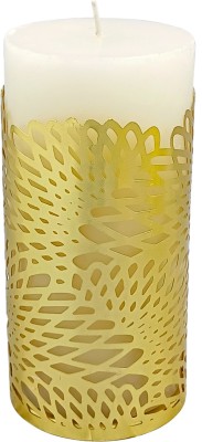 Extreme Karigari Pillar Candle Holder | Table Top Décor | Gold Plated Mirror shine polished Aluminium Tealight Holder Set(Gold, Pack of 1)