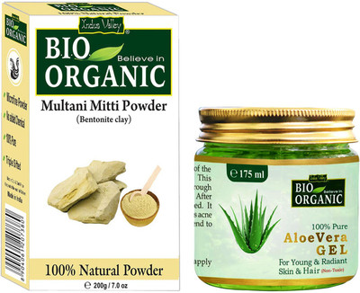 Indus Valley Non-toxic Aloe vera Gel and Pure Multani Mitti Combo Pack(2 Items in the set)