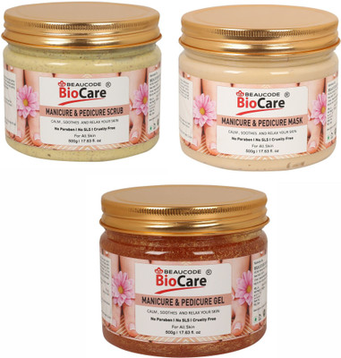BEAUCODE BioCare Manicure & Pedicure Mask and Scrub and Gel Pack of-3 (500g)(3 Items in the set)