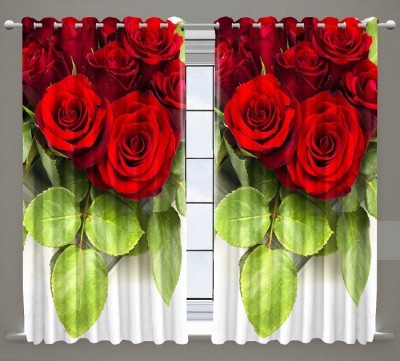 Honger 153 cm (5 ft) Polyester Room Darkening Window Curtain (Pack Of 2)(Floral, Multicolor)