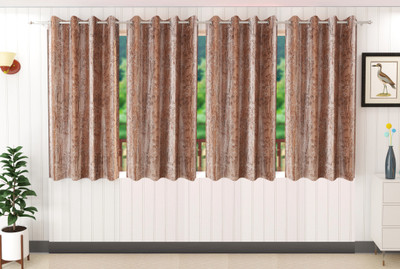 Ruhi Home Furnishing 152 cm (5 ft) Window Polyester Curtain (Pack Of 4)(Brown, Floral)