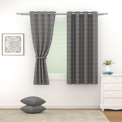 SWAYAM 152 cm (5 ft) Polyester Blackout Window Curtain (Pack Of 2)(Checkered, Grey)