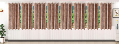 Ruhi Home Furnishing 152 cm (5 ft) Window Polyester Blackout Curtain (Pack Of 8)(Brown, Floral)