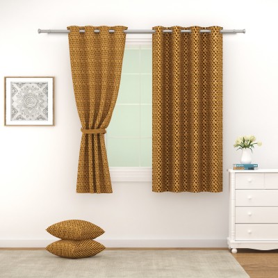 SWAYAM 152 cm (5 ft) Polyester Blackout Window Curtain (Pack Of 2)(Checkered, Brown)