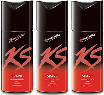 Kamasutra Three SPARK Deodorant Spray  -  For Men(450 ml, Pack of 3)