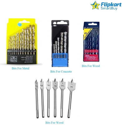 Flipkart SmartBuy Bit Set for Iron (13 pcs), Wood (5 pcs), Concrete (5 pcs) Bit Set for Iron (13 pcs), Wood (5 pcs), Concrete (5 pcs), Wood for Lock (5 pcs)