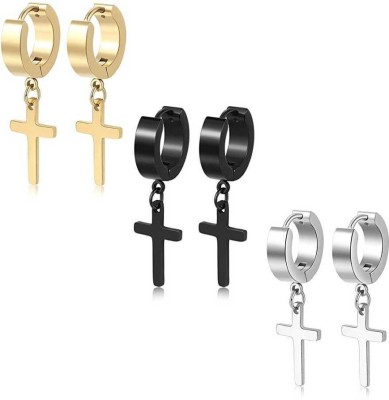 NIMZ Mens & Women Fashion Jewellery Valentine Platinum Black Blue Golden Silver Surgical Plug Combo Hoop Ear piercing Studs stainless Steel Jewelry Stylish Fancy Party wear casual High Gold Polish Daily use simple Magnet non Pierced Round pressing Dumbell Multicolor press OM Earrings Combo Set pack 