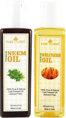 PARK DANIEL Organic Neem oil and Wheatgerm oil - Natural & Undiluted combo of 2 bottles of 100 ml (200ml)(200 ml)