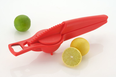 OFFYX Plastic Plastic Hand Lemon Squeezer with Bottle Opener,2 in 1 Lemon Squeezer(Opener + Squeezer) Hand Juicer(Red)