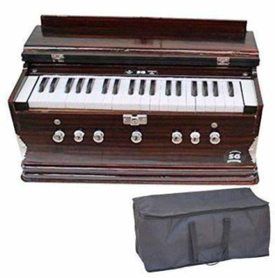 SG MUSICAL 7 Stopper, 39 Keys, Double Bellow harmonium bass+male two reeds, finish lacquer, 7 stopper (5 stops 2 drones), easy to pump, tuning 440 standard pitch Indian musical Instruments 3.25 Octave Hand Pumped Harmonium(Three Fold Bellow, Bass Reed, Male Reed)