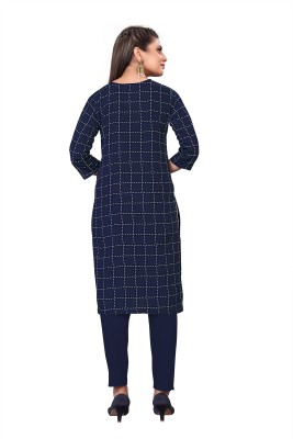 RUNAYA NX Women Printed Straight Kurta(Blue)