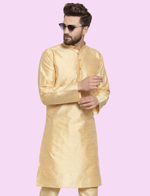 ABH Lifestyle Men Solid Straight Kurta(Gold)