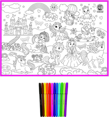 V India My Colouring MAT for Kids (Reusable and Washable) - Unicorn Theme