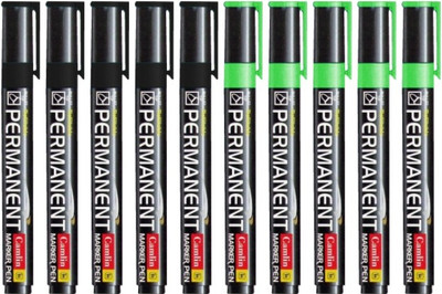 Camlin Permanent Marker Pen(Set of 10, Black, Green)