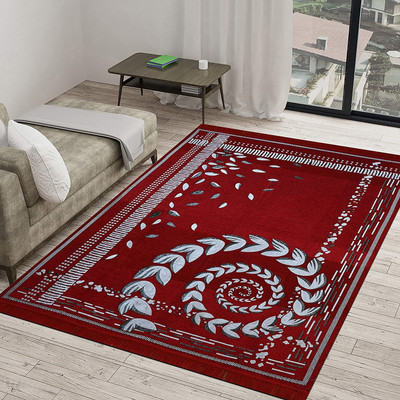 Linen Basics Velvet Floor Mat(Red, Large)