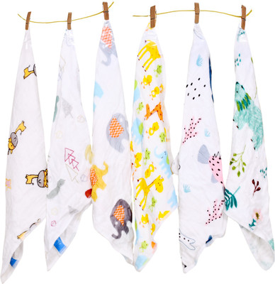 The Little Lookers Cotton 350 GSM Face Towel Set(Pack of 6)