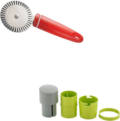 Samarpan Combo Of Magic Dry-Fruit Slicer With Pastry Cutter Pack Of 2 Wheel Pizza Cutter(Stainless Steel)