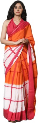 Vanedik Blocked Printed Ikkat Pure Cotton Saree(Multicolor)