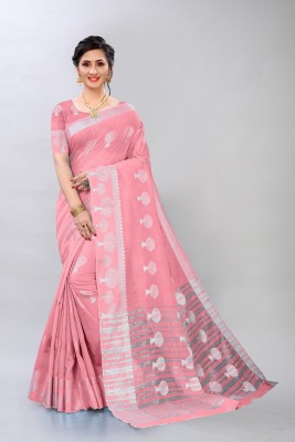 MR CREATION Self Design Banarasi Cotton Blend Saree(Pink)