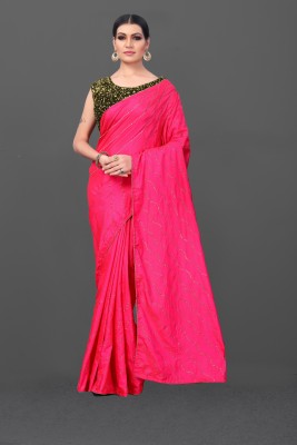 Aksharam Embellished Bollywood Silk Blend Saree(Pink)