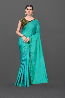 Aksharam Embellished Bollywood Silk Blend Saree(Blue)