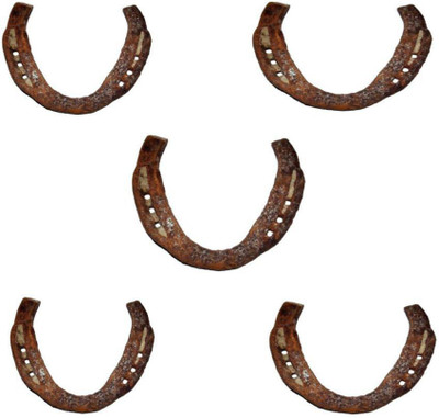 SHRI ASTHA VINAYAK Original Kale Ghod Ki Naal/ Black Horse Shoe for Good Luck And Restrict Bad/Evil Energy(SET OF 5) Decorative Showpiece  -  8 cm(Iron, Black)