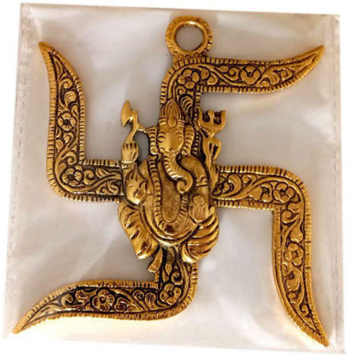 SHRI ASTHA VINAYAK Shree Ganesha Wall Hanging god idol Decorative Showpiece  -  10 cm(Brass, Yellow)
