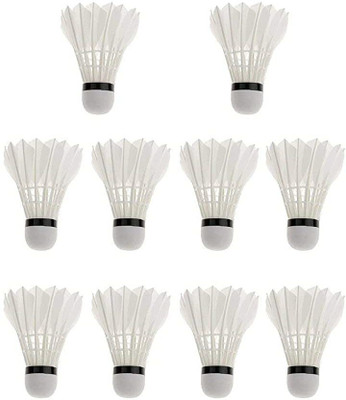 GameReserves Badminton shuttle Feather Shuttle  - White(Medium, 77, Pack of 10)