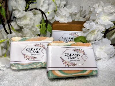 CREAMY TEASE CELEBRATION - handmade soap with Milk , Turmeric , Shea Butter ,anti aging , fairness soap, pack of 2 ( 240 grams )(2 x 120 g)