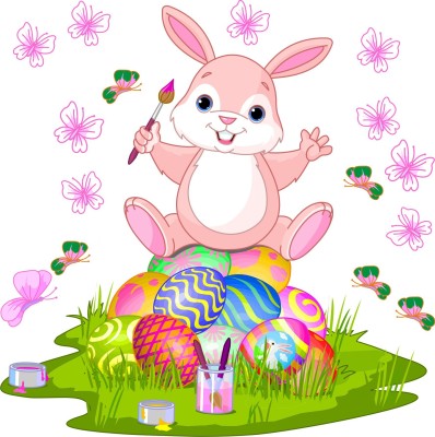 Suman Wall Sticker 59 cm Easter Bunny wall sticker Self Adhesive Sticker(Pack of 1)