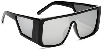 Dervin Rectangular Sunglasses(For Men & Women, Silver)