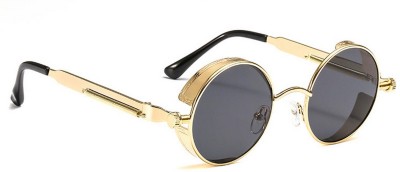 Dervin Round Sunglasses(For Men & Women, Golden, Black)