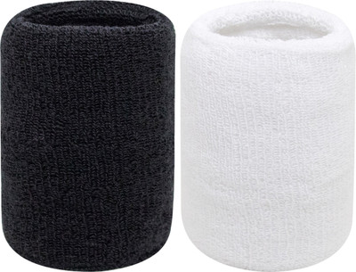 Neska Moda Cotton Wrist Band Fitness Band(Black, White, Pack of 2)
